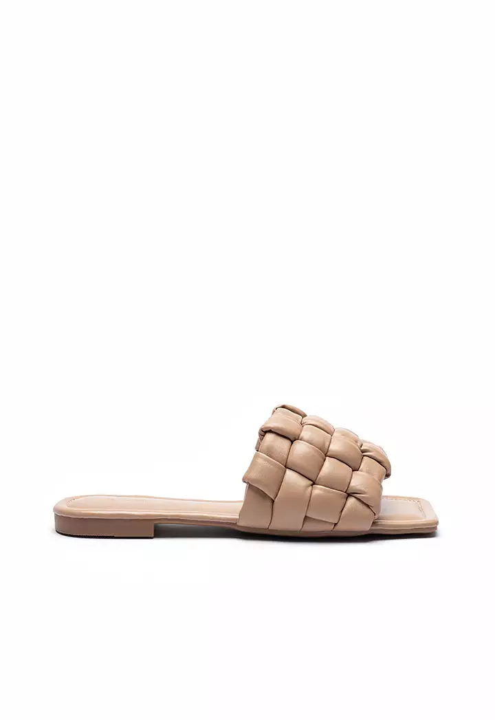 Quilt Braided Flat Slide Sandals