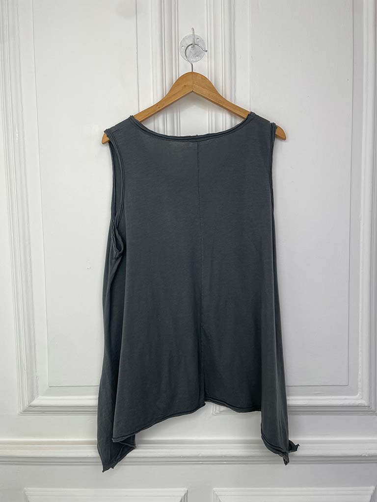 Raw Edge Jersey Swing Top - Charcoal