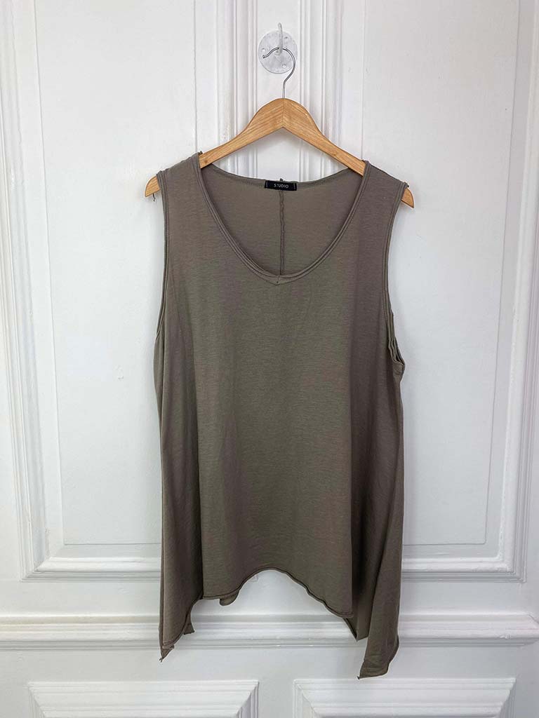 Raw Edge Jersey Swing Top - Mocha