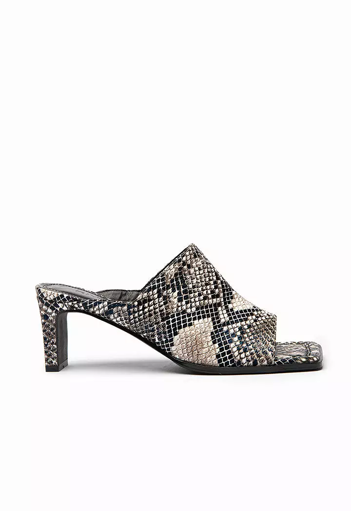 Snake Print Block Heel Sandals