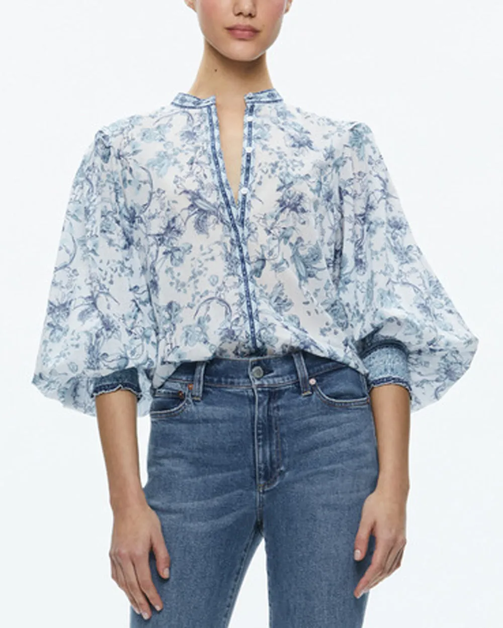 Spring Sky April Balloon Sleeve Top