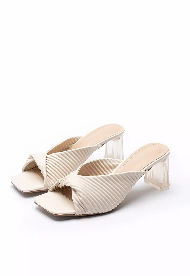 Square Twisted Vamp Slip On Sandals