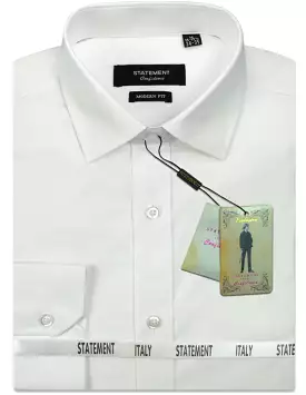 STATEMENT CLOTHING | BASIC COTTON DRESS SHIRT STA-100-WHITE