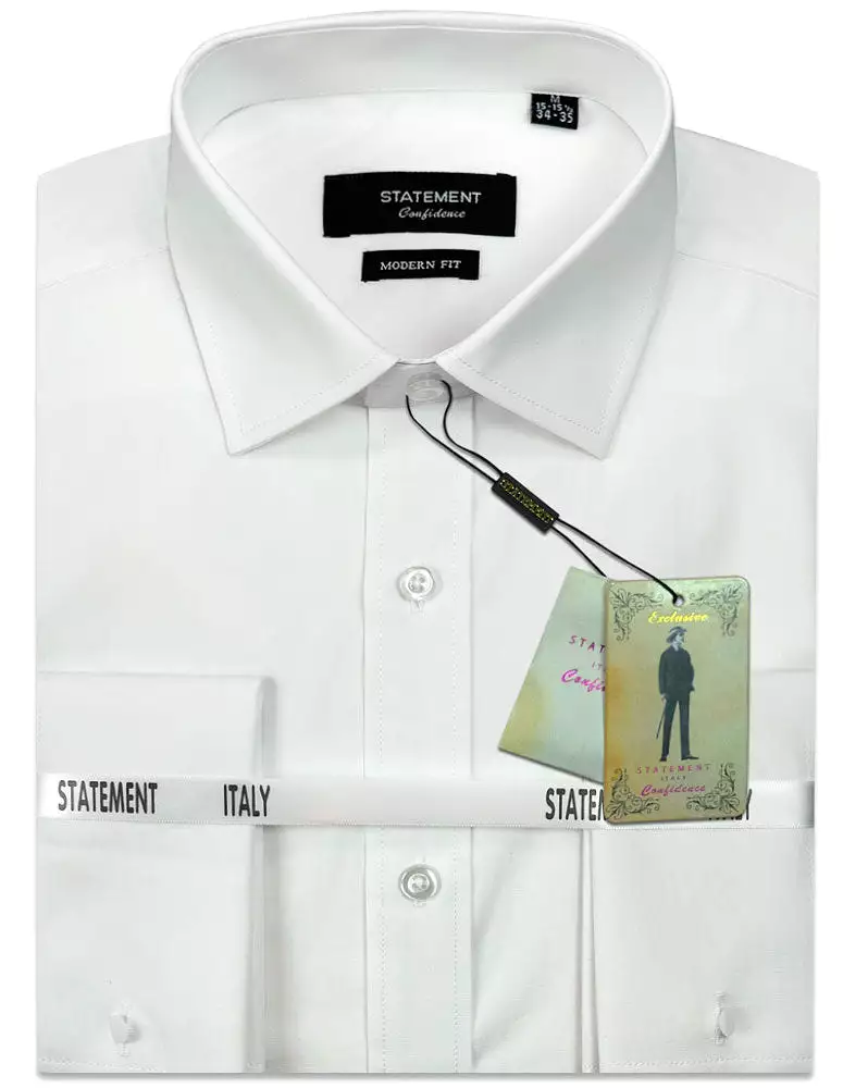 STATEMENT CLOTHING | COTTON FRENCH CUFF DRESS SHIRT FCS-100-WHITE