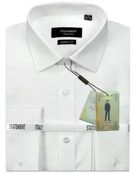 STATEMENT CLOTHING | COTTON FRENCH CUFF DRESS SHIRT FCS-100-WHITE