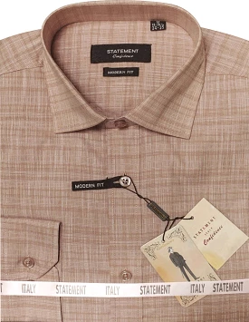 STATEMENT CLOTHING | COTTON SELF TEXTURED DRESS SHIRT DS-102-TAN