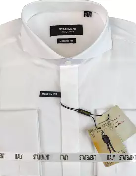 STATEMENT CLOTHING | COTTON SPREAD COLLAR DRESS SHIRT SP-100-WHITE