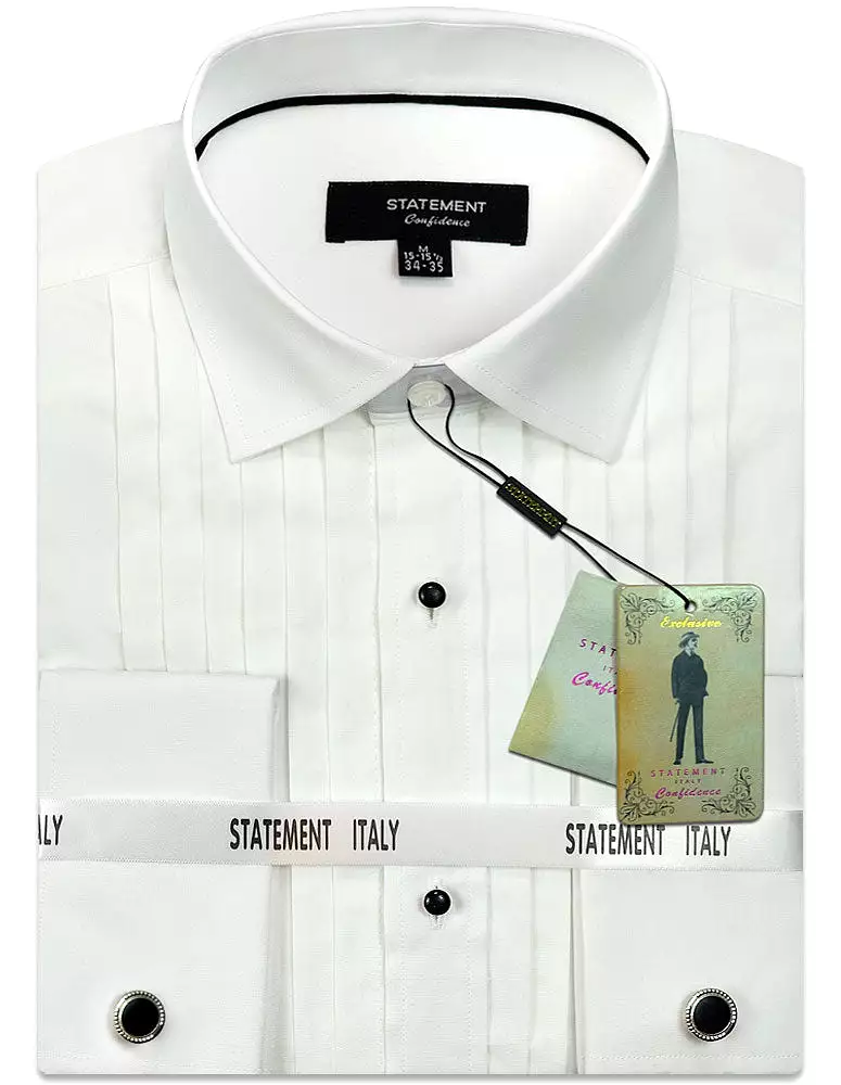 STATEMENT CLOTHING | COTTON WHITE TUXEDO DRESS SHIRT STX-100-WHITE