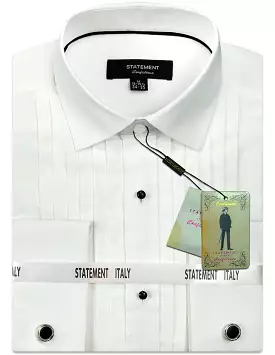 STATEMENT CLOTHING | COTTON WHITE TUXEDO DRESS SHIRT STX-100-WHITE