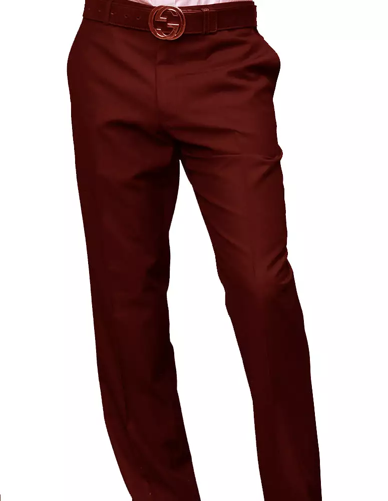 STATEMENT CLOTHING | MODERN FIT SOLID COLOR PANTS PA-200B-BURGUNDY