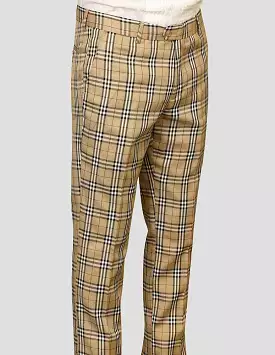 STATEMENT CLOTHING | PLAID SLIM FIT PANTS PL-302-TAN