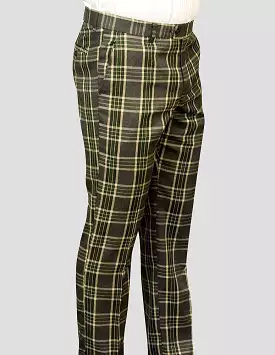 STATEMENT CLOTHING | PLAID SLIM FIT PANTS PL-303-GREEN