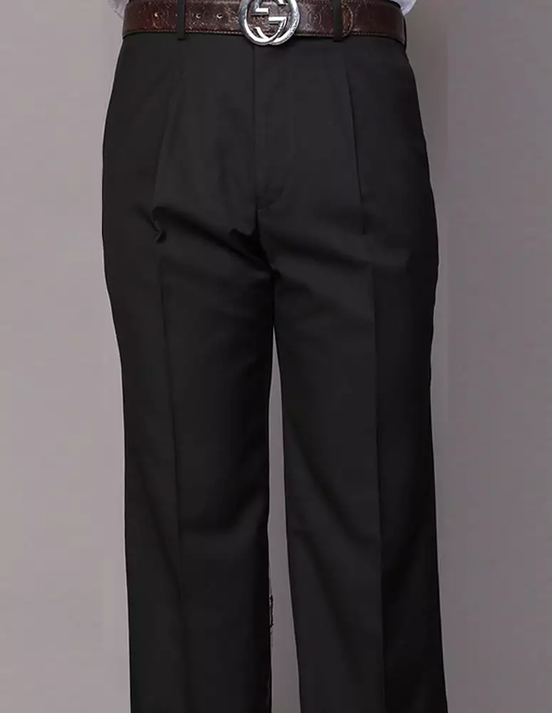 STATEMENT CLOTHING | REGULAR FIT PLEATED PANTS PA-200A-BLACK