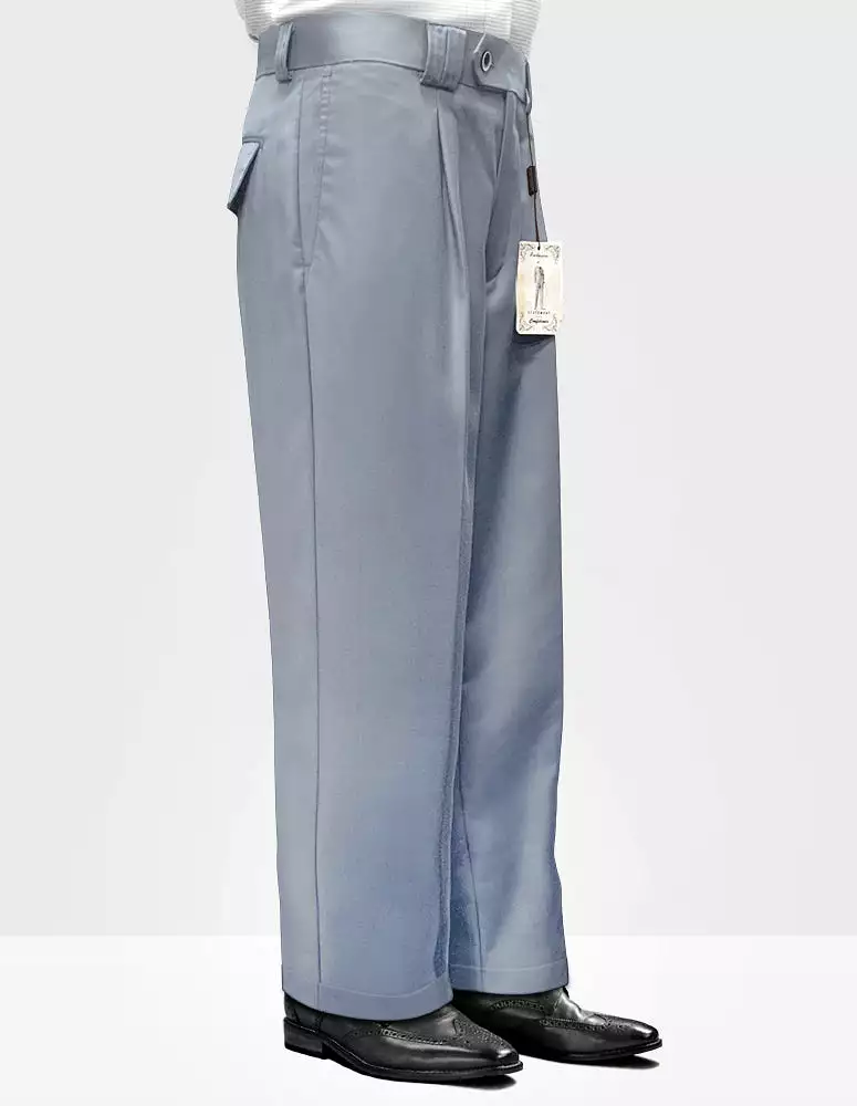 STATEMENT CLOTHING | SOLID COLOR WIDE LEG PANTS WP-100-STEELBLUE