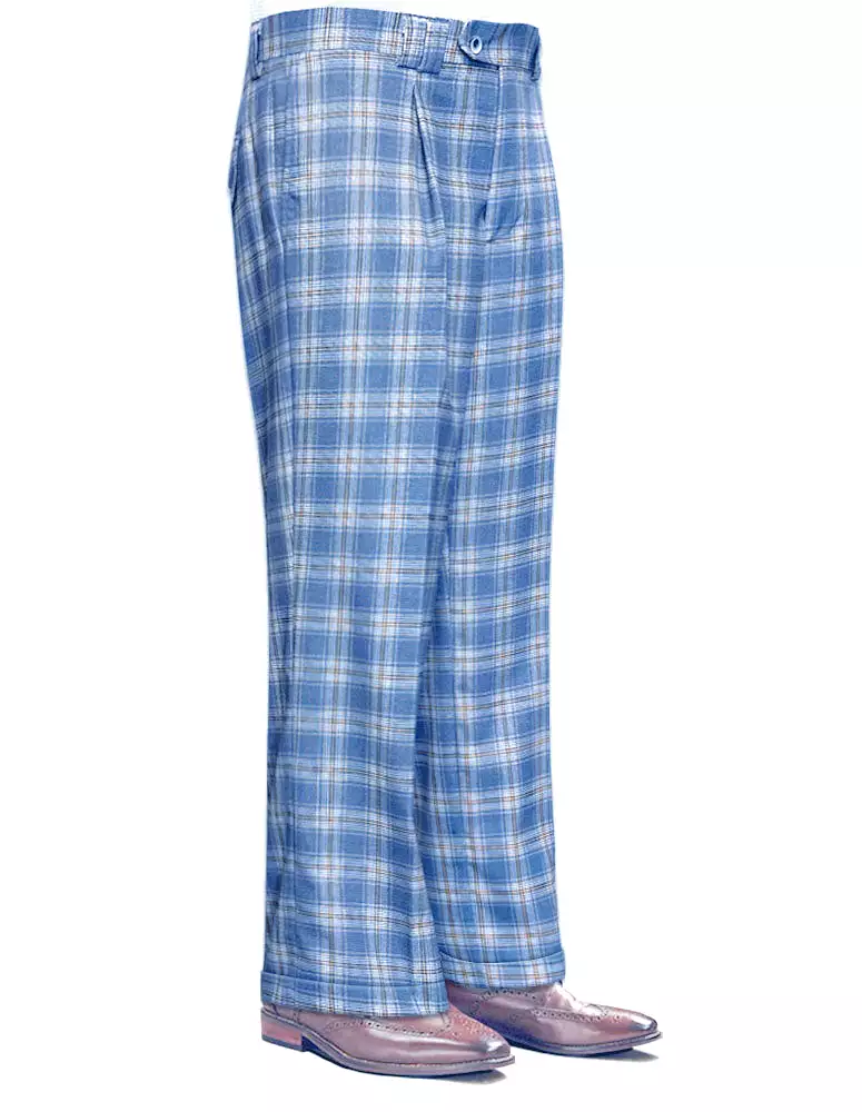 STATEMENT CLOTHING | WIDE LEG PLAID PANTS WP-102-BLUE