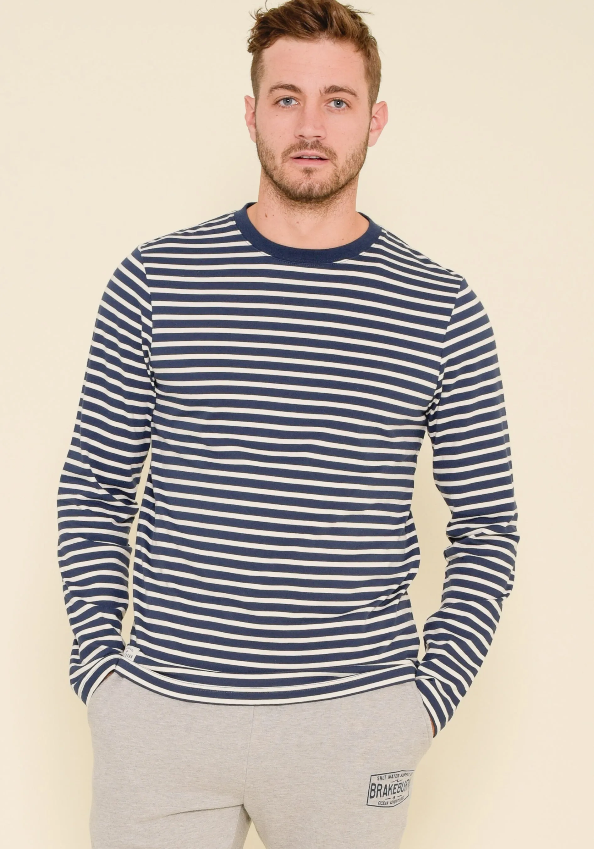 Stripe Long Sleeve Tee Navy