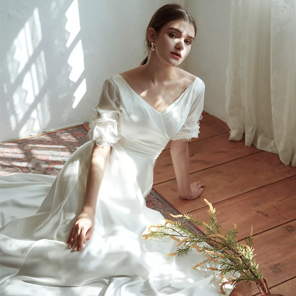 The Caserina Wedding Bridal Short Sleeve Gown