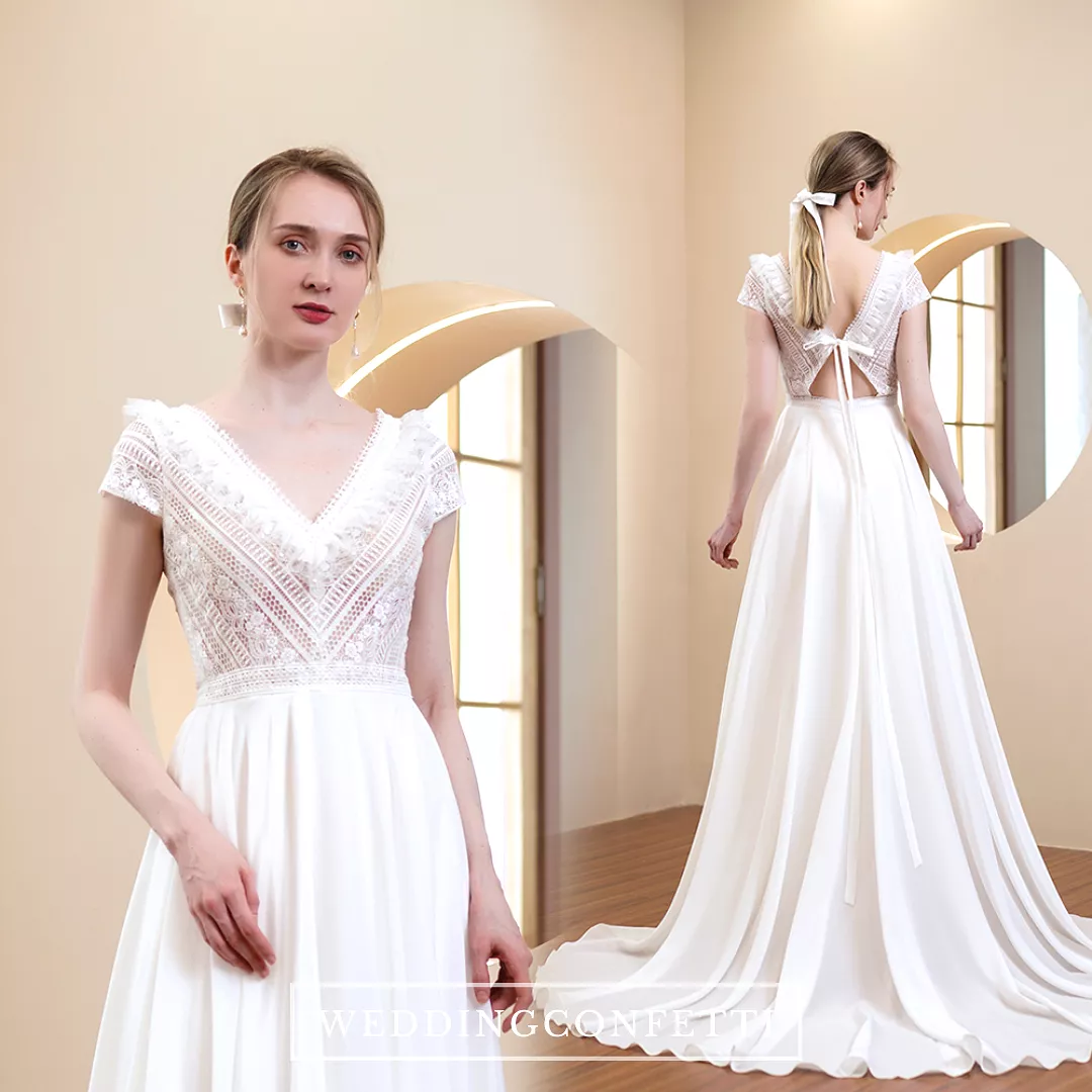 The Galilea Wedding Bridal Short Sleeves Lace Gown