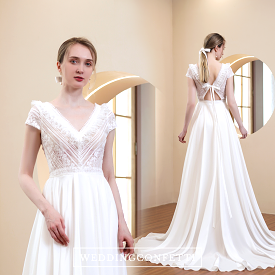 The Galilea Wedding Bridal Short Sleeves Lace Gown