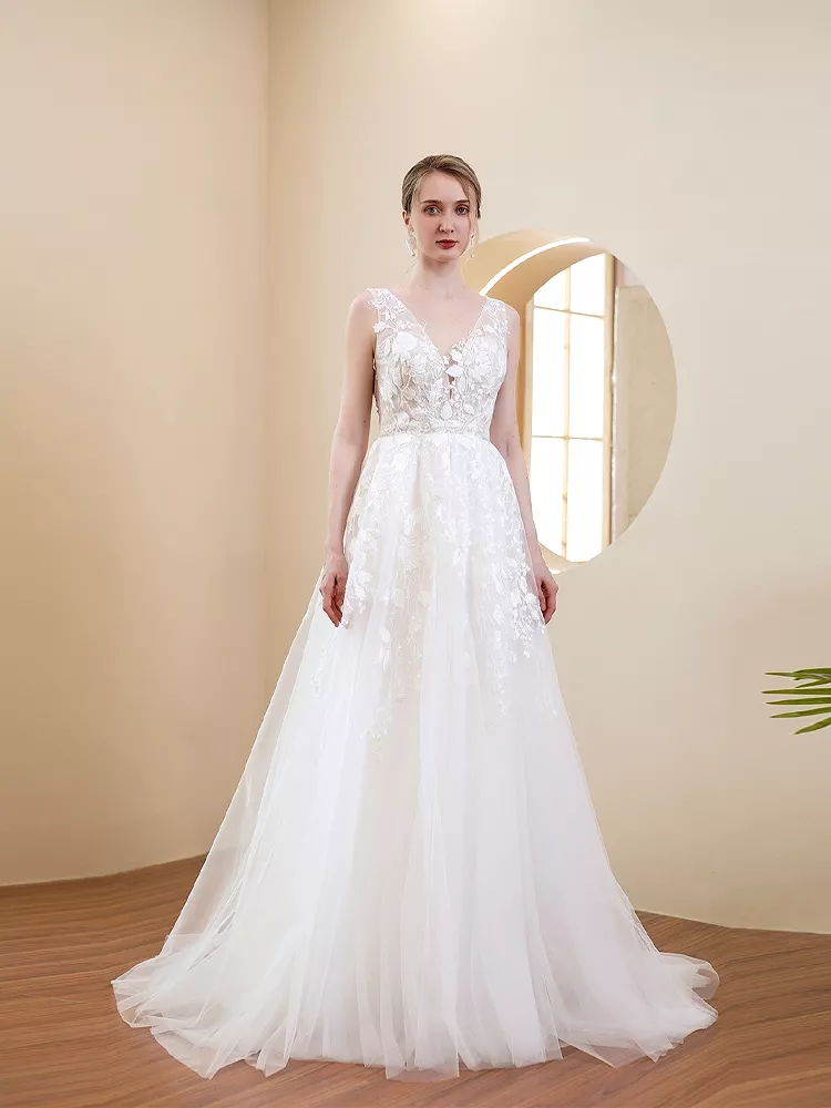 The Gracelyn Wedding Bridal Lace Sleeveless Gown