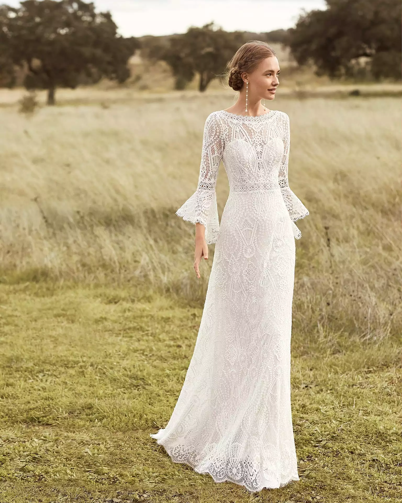 The Reana Wedding Bridal Illusion Sleeves Gown