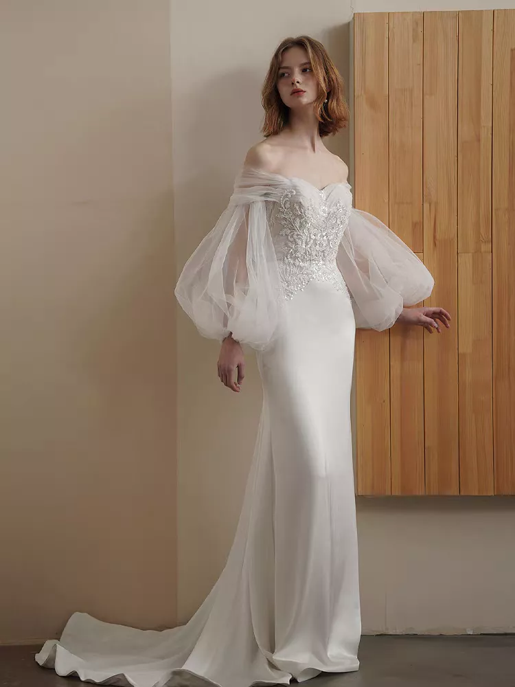 The Sage Wedding Bridal Off Shoulder Tulle Gown