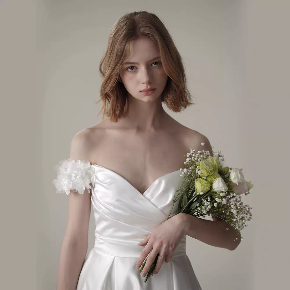 The Stellar Wedding Bridal Off Shoulder Gown