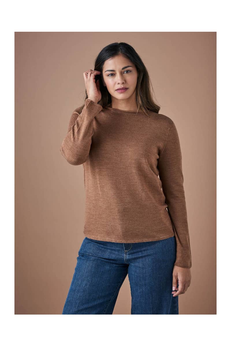 Uimi - Phoebe Crew Neck Jersey Top - Gingerbread