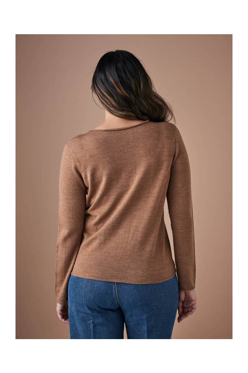 Uimi - Phoebe Crew Neck Jersey Top - Gingerbread