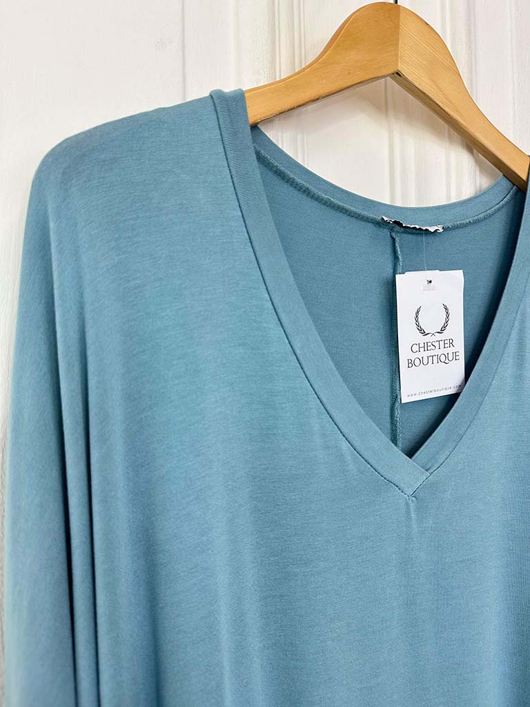 V-Neck Dawny Jersey Top - Maya Blue