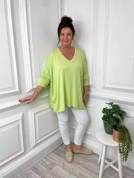 V-Neck Dawny Jersey Top - Pistachio