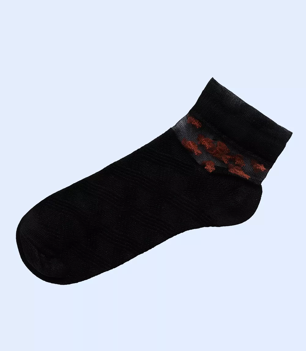 WA1349-BLACK/ORNG-Women Ankle Sock