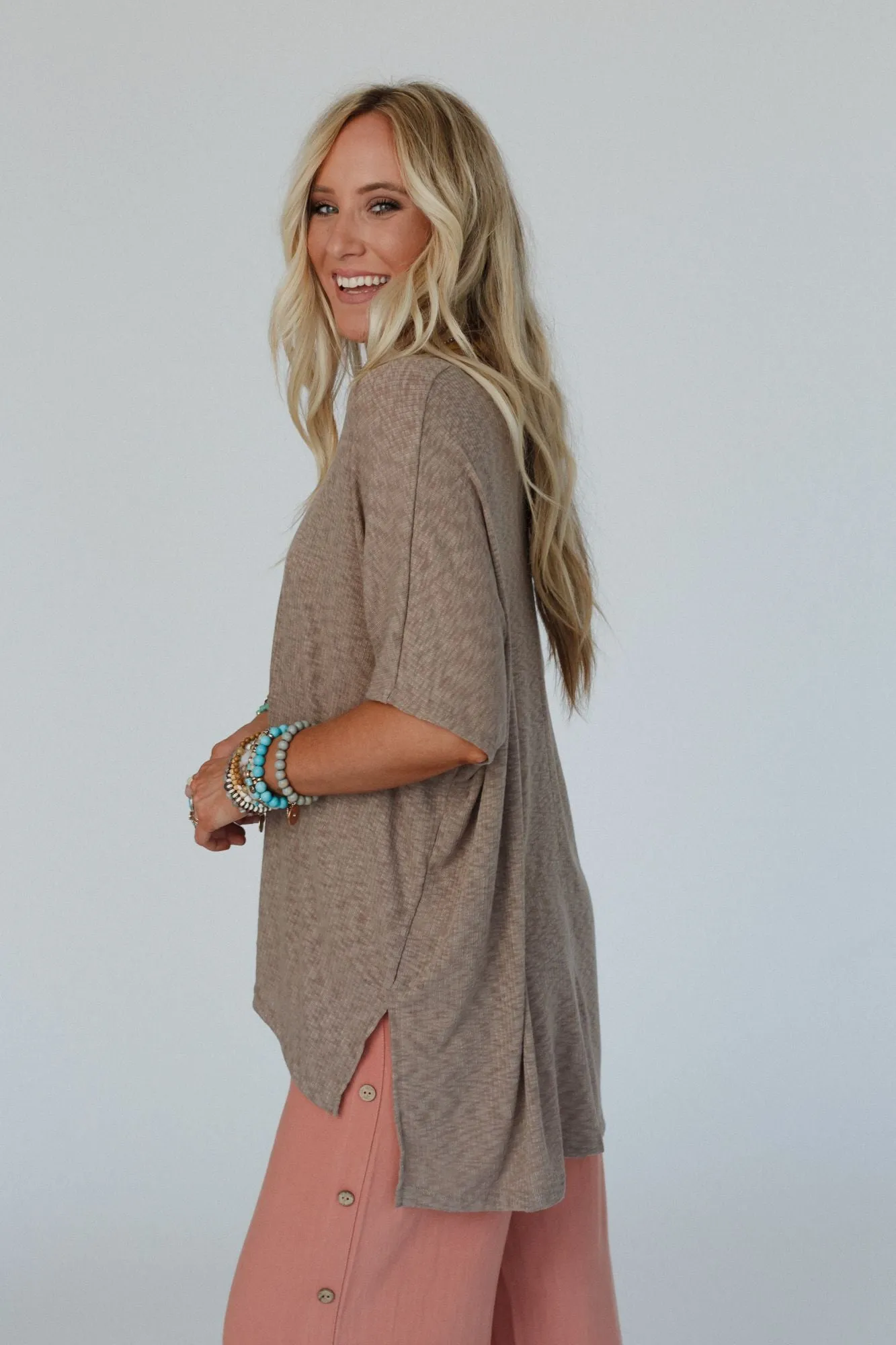 Warm Nights V Neck Top - Mocha Dark