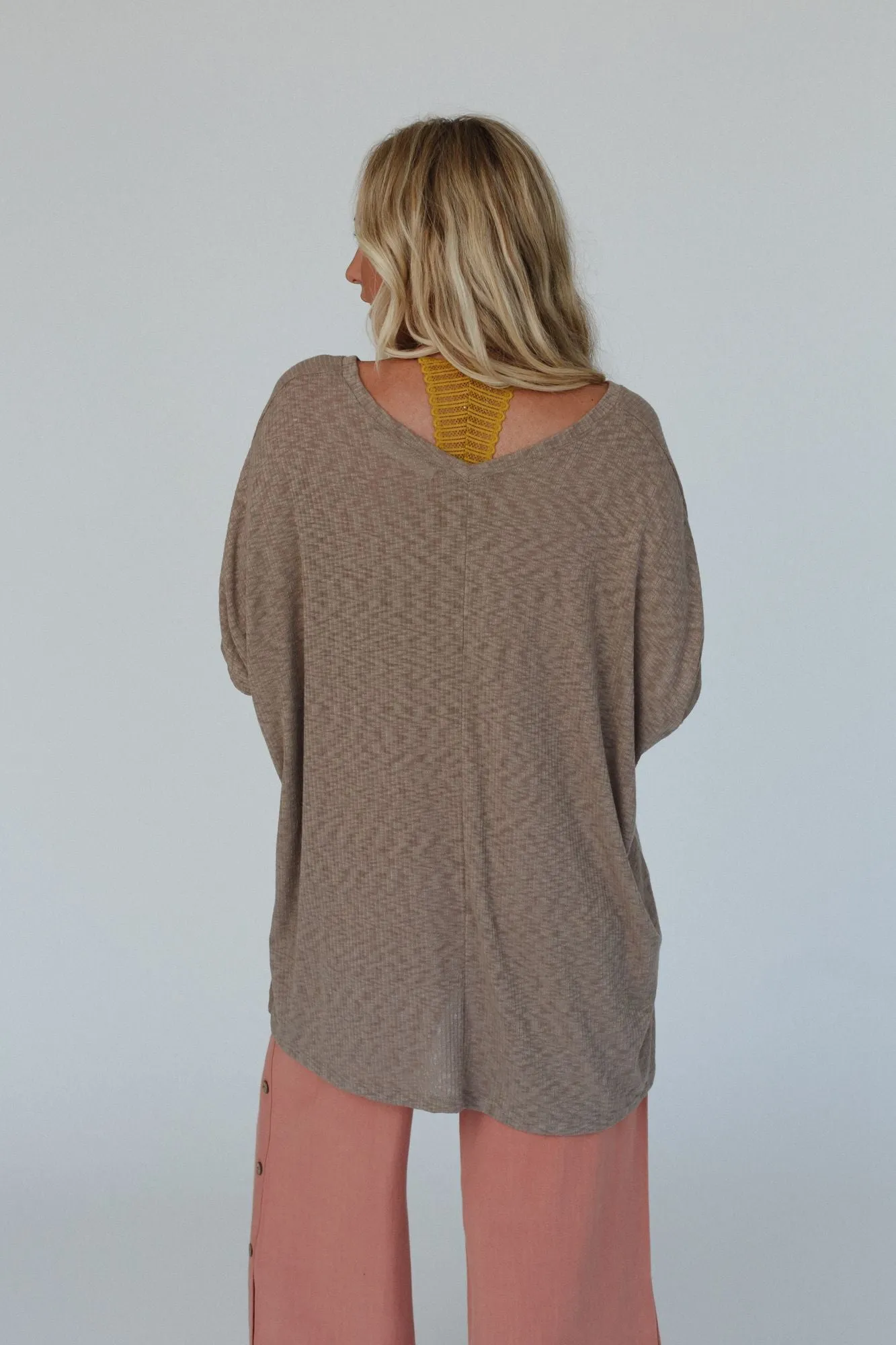 Warm Nights V Neck Top - Mocha Dark