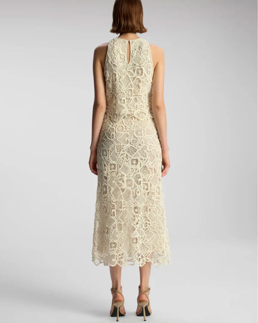 Warm White Shay Lace Midi Skirt