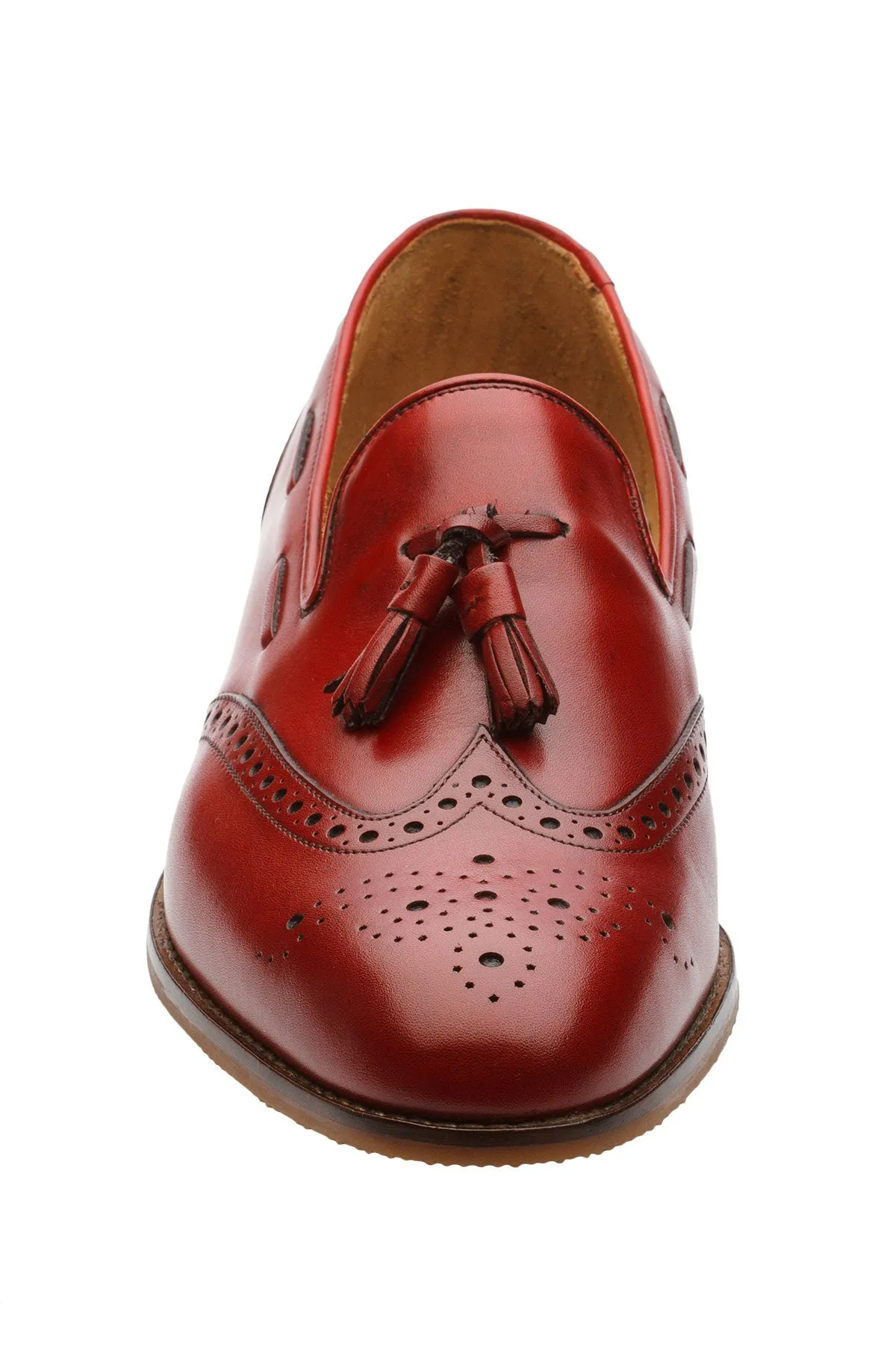 Wingcap Tassel Loafer–Cherry Red