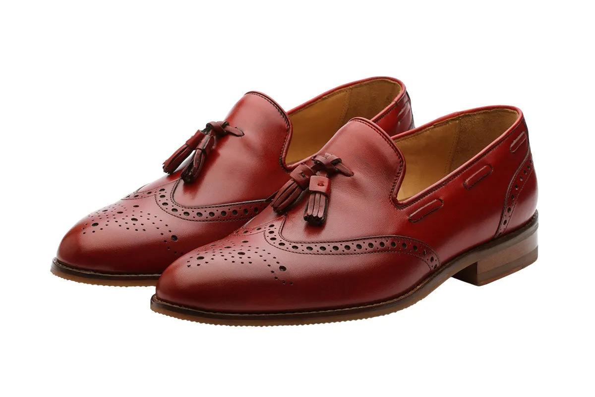 Wingcap Tassel Loafer–Cherry Red