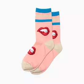 Women's Biting Lips Crew Socks