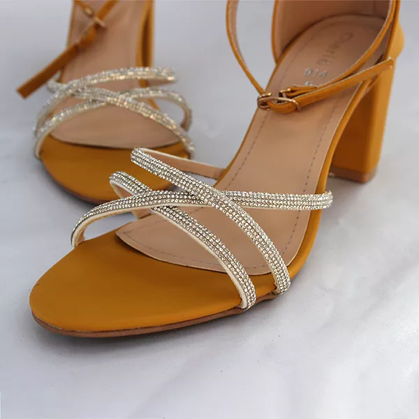 Yellow Block Heel Sandal for women